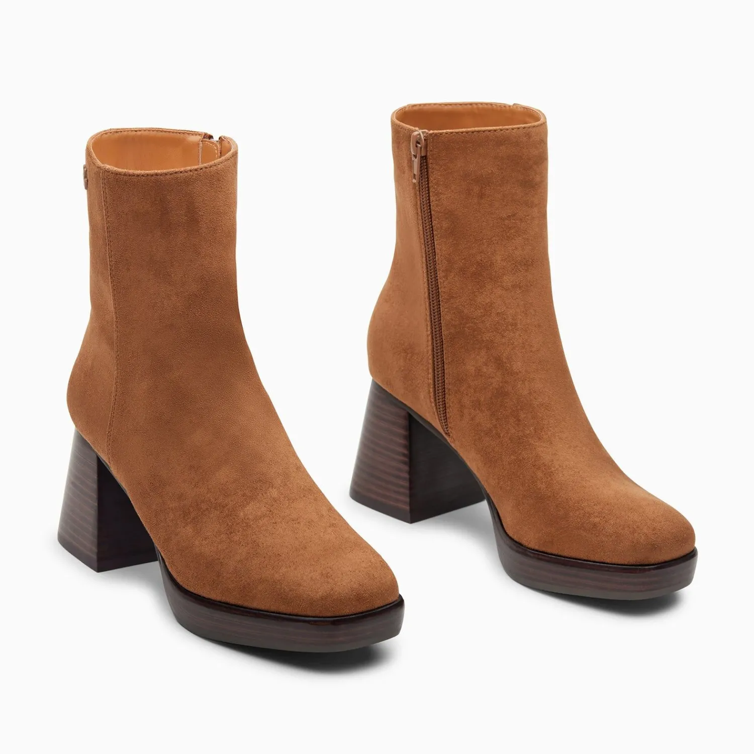 Vanessa Wu Bottines>Bottines Marina Camel A Plateforme Et Talon Bois
