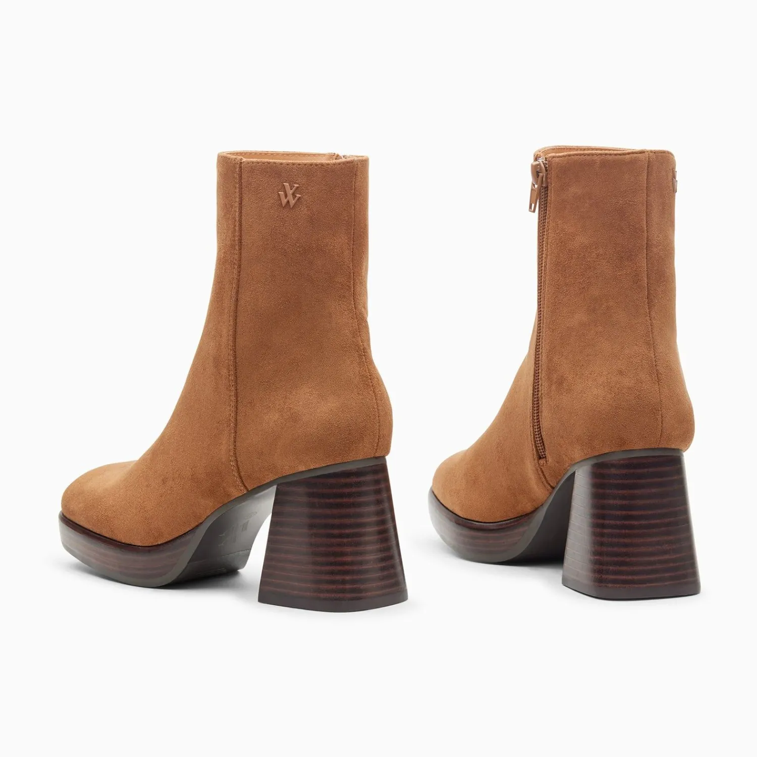 Vanessa Wu Bottines>Bottines Marina Camel A Plateforme Et Talon Bois