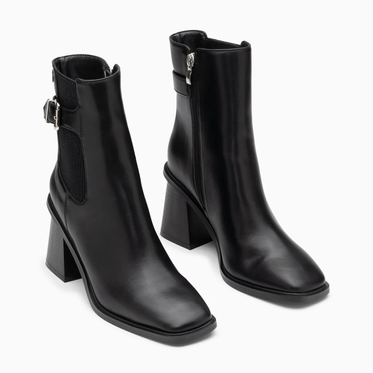 Vanessa Wu Bottines>Bottines Montantes Clementine Noires A Talon Trapeze