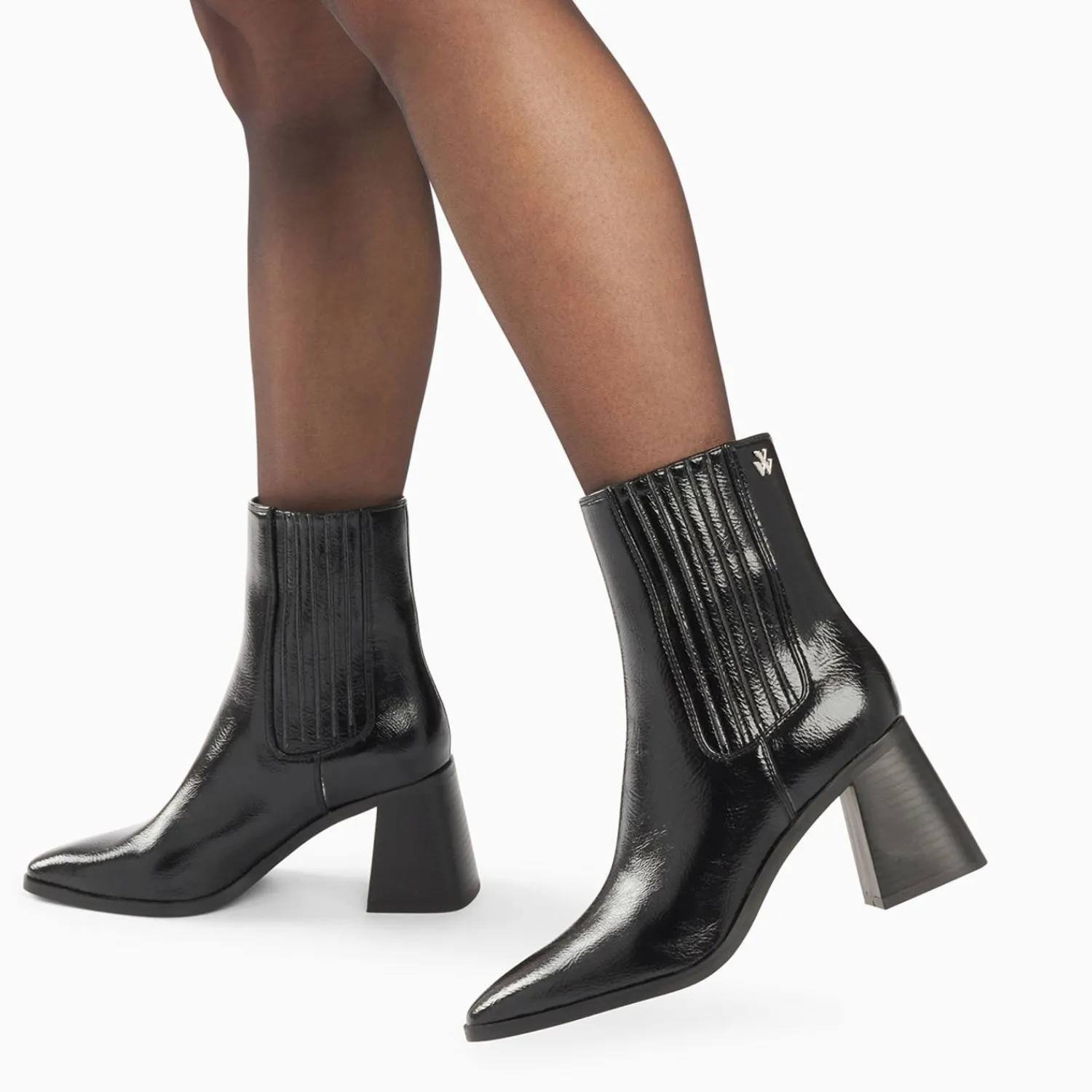 Vanessa Wu Bottines>Bottines Montantes Taylor Noires A Talon Trapeze