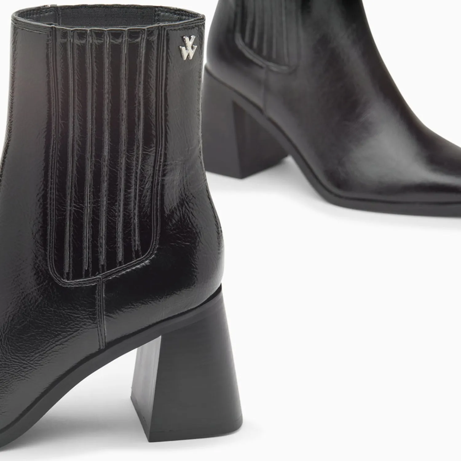 Vanessa Wu Bottines>Bottines Montantes Taylor Noires A Talon Trapeze