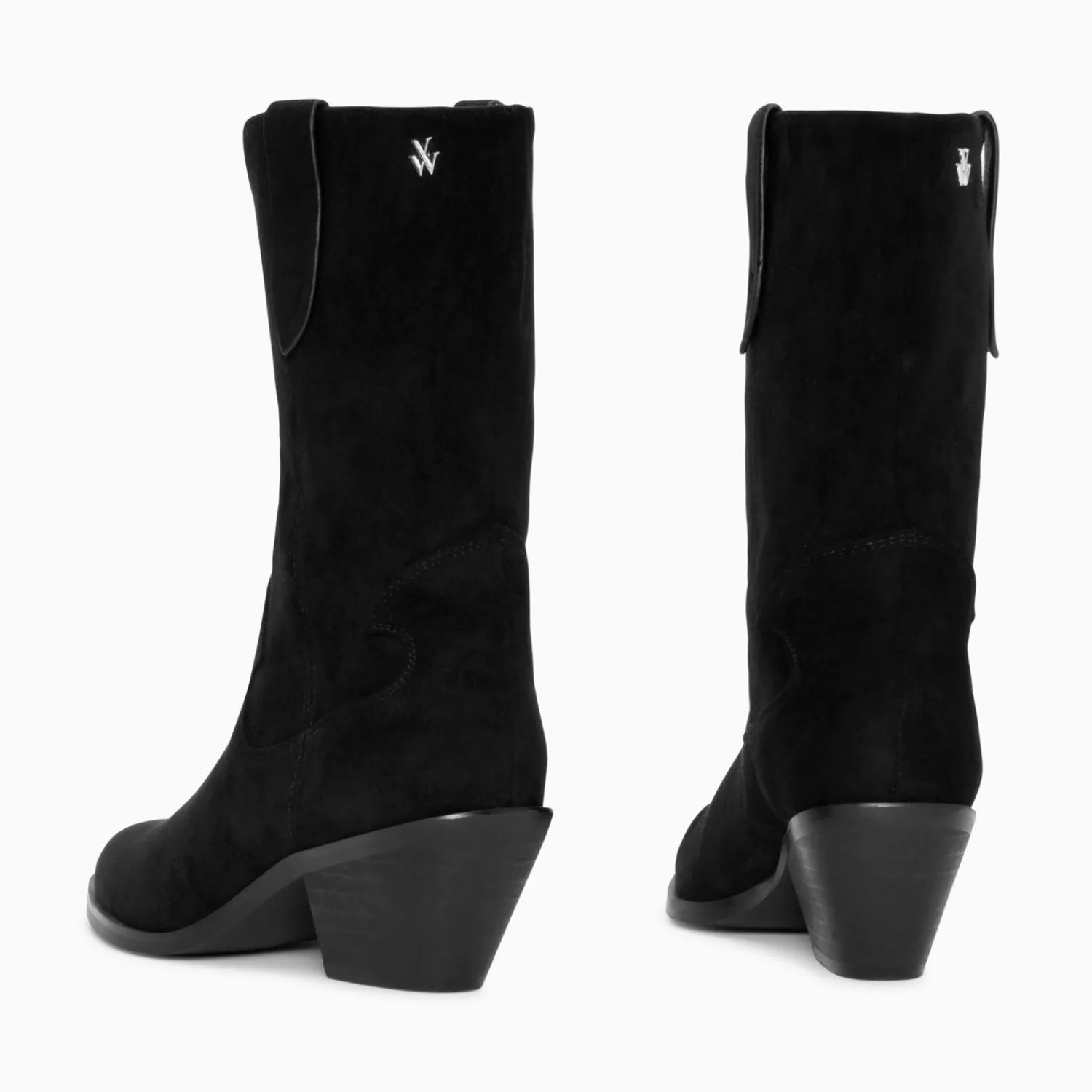 Vanessa Wu Bottines>Bottines Santiags Beverly Noires Mi-Mollet