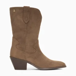 Vanessa Wu Bottines>Bottines Santiags Beverly Taupe Mi-Mollet