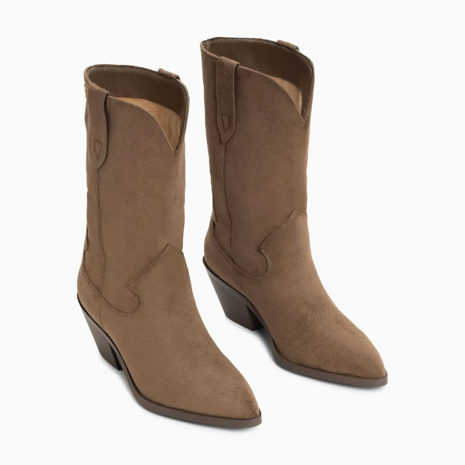 Vanessa Wu Bottines>Bottines Santiags Beverly Taupe Mi-Mollet