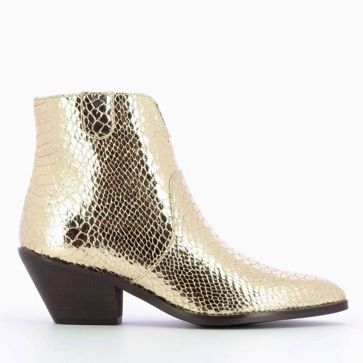 Vanessa Wu Bottines>Bottines Santiags Caroline Or Effet Serpent