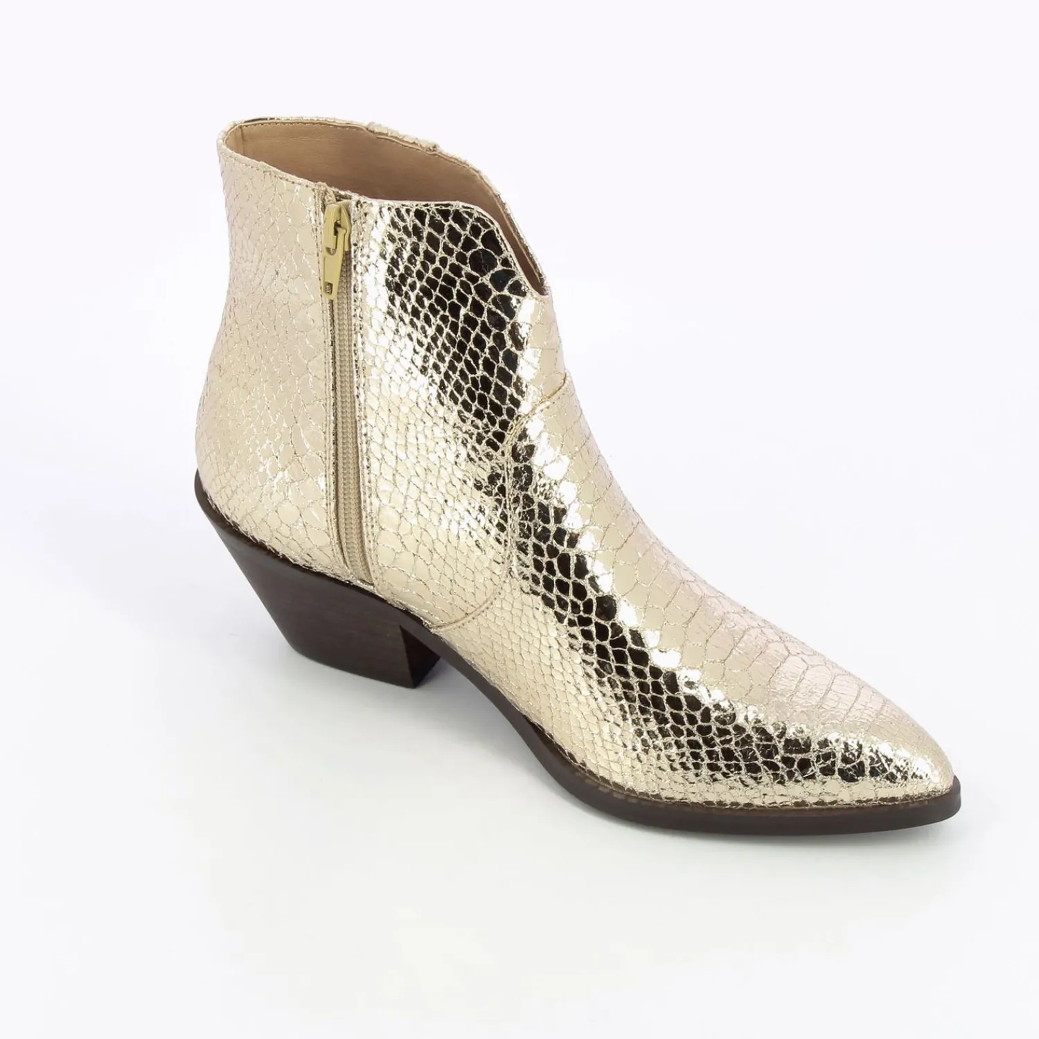 Vanessa Wu Bottines>Bottines Santiags Caroline Or Effet Serpent