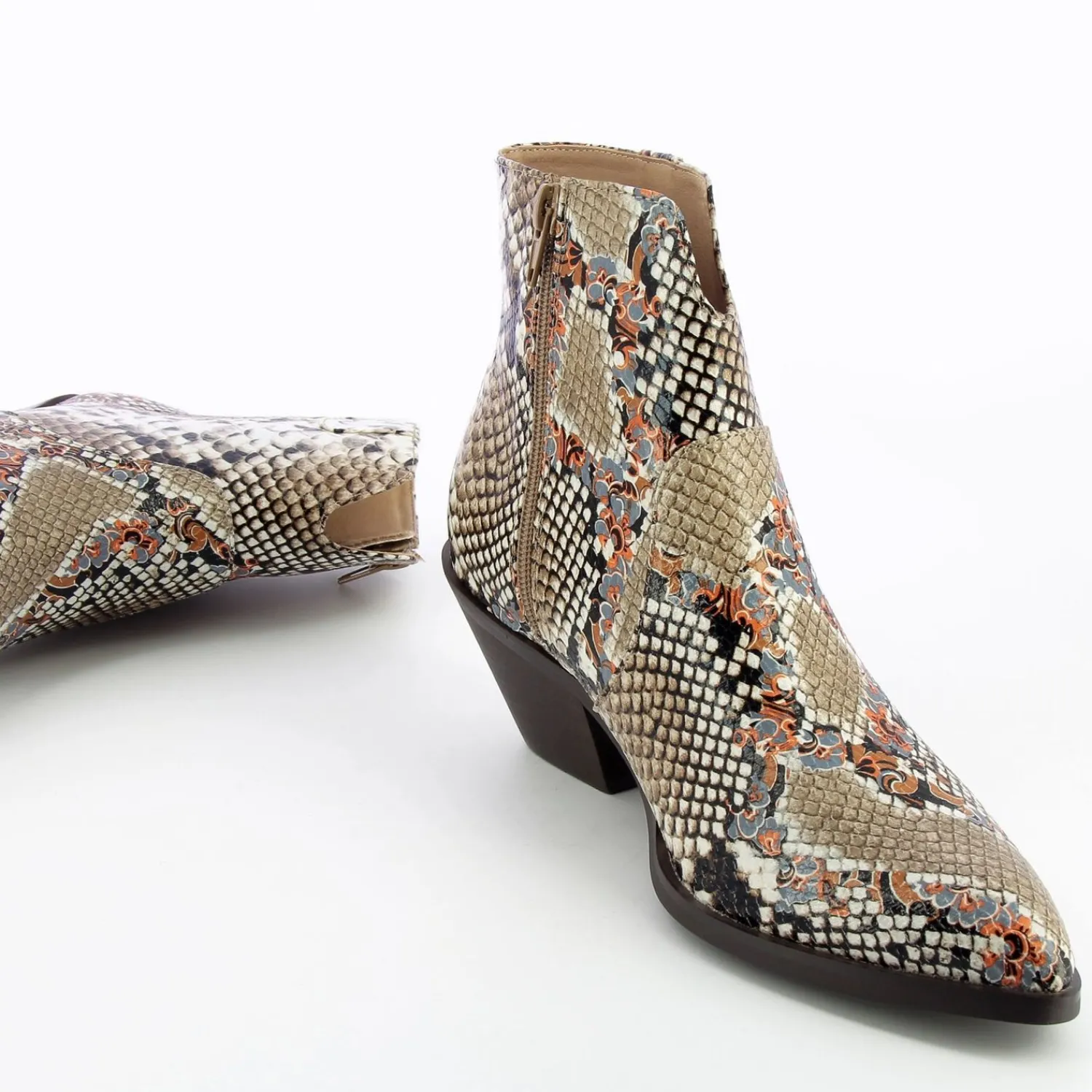 Vanessa Wu Bottines>Bottines Santiags Caroline Multicolores Effet Serpent