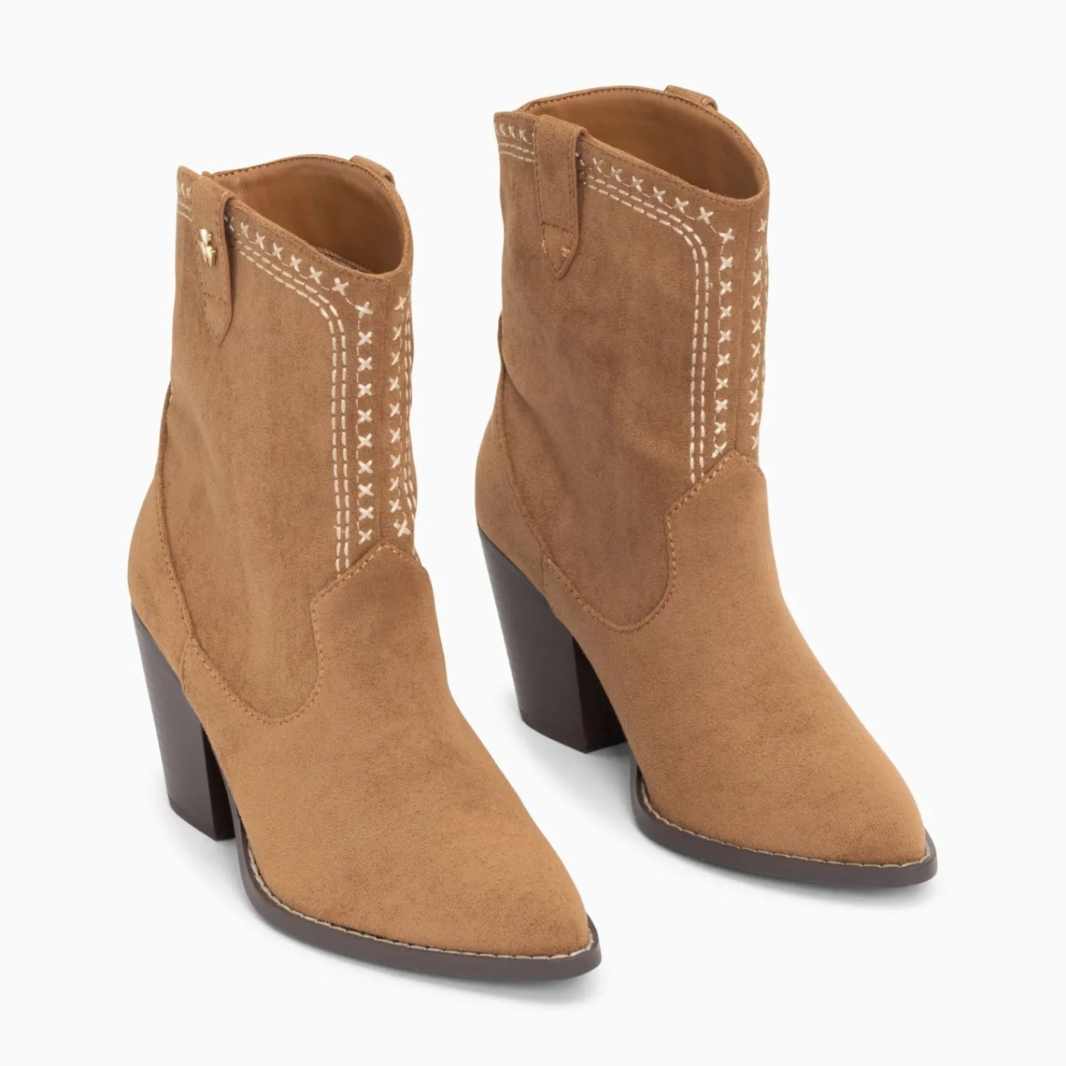 Vanessa Wu Bottines>Bottines Santiags Danae Montantes Camel A Broderies