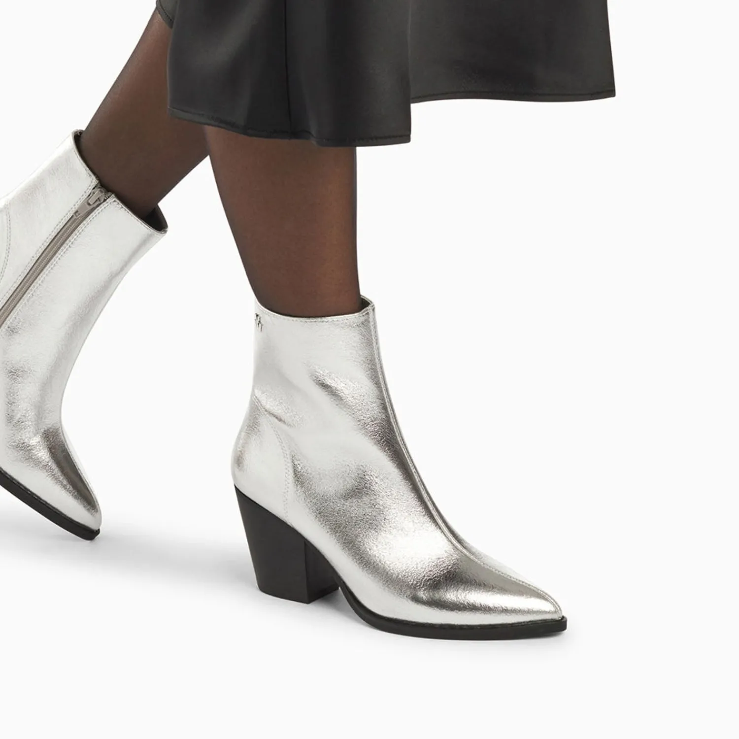Vanessa Wu Bottines>Bottines Santiags Dina Argent A Talon