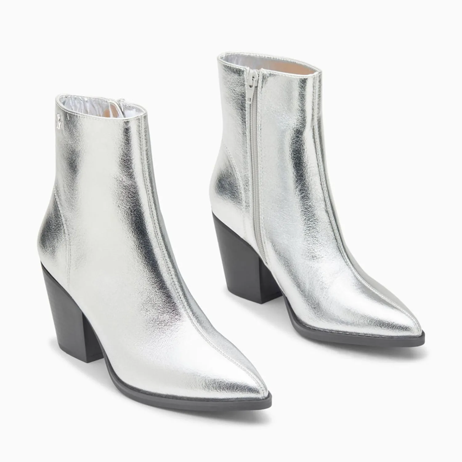 Vanessa Wu Bottines>Bottines Santiags Dina Argent A Talon