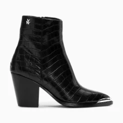 Vanessa Wu Bottines>Bottines Santiags Jenn Noir Croco A Talon