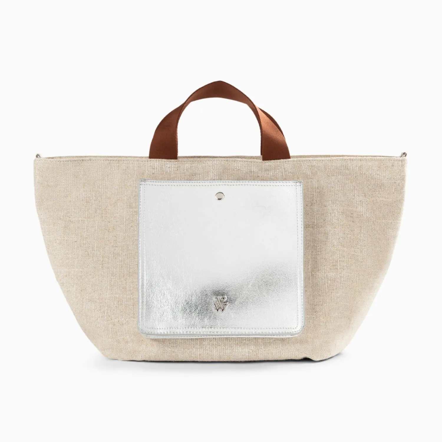 Vanessa Wu Sacs>Cabas Iris Beige A Pochette Argent