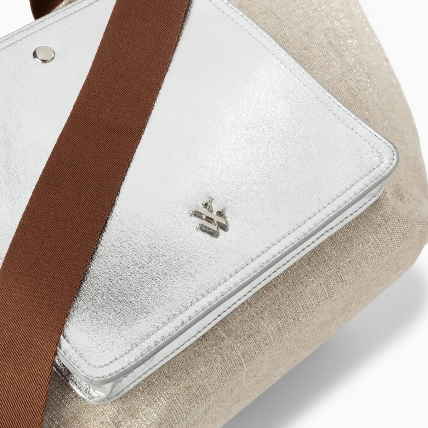 Vanessa Wu Sacs>Cabas Iris Beige A Pochette Argent