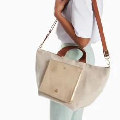 Vanessa Wu Sacs>Cabas Iris Beige A Pochette Or