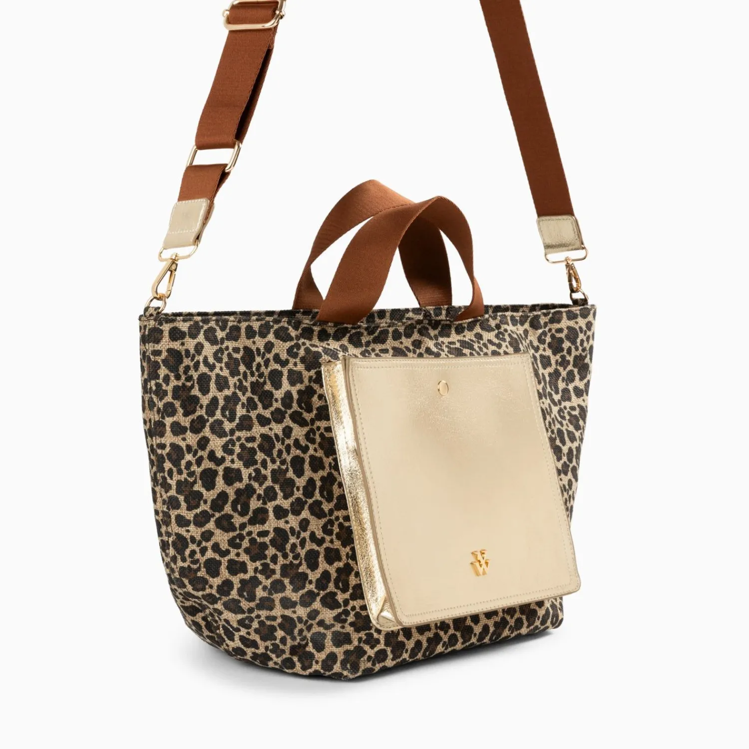 Vanessa Wu Sacs>Cabas Iris Leopard A Pochette Or