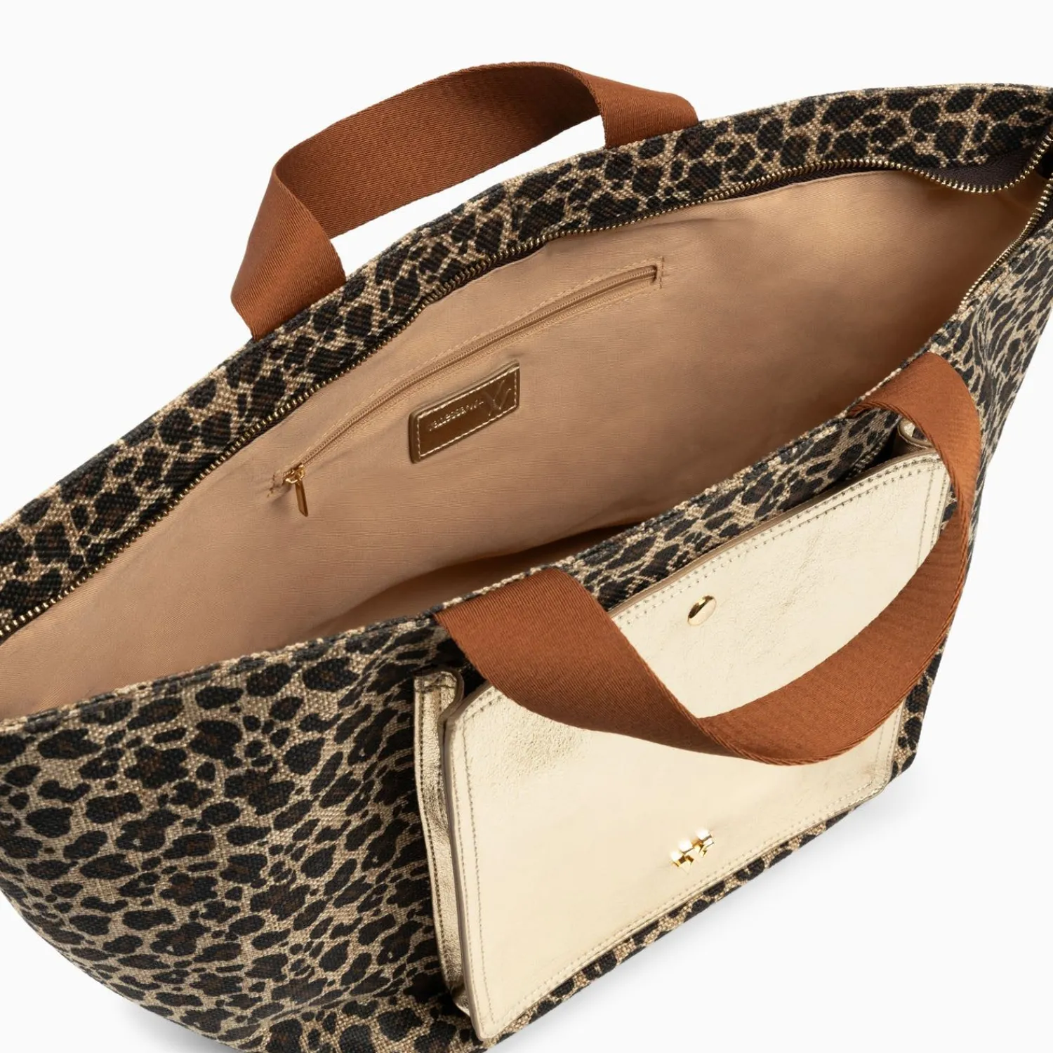 Vanessa Wu Sacs>Cabas Iris Leopard A Pochette Or