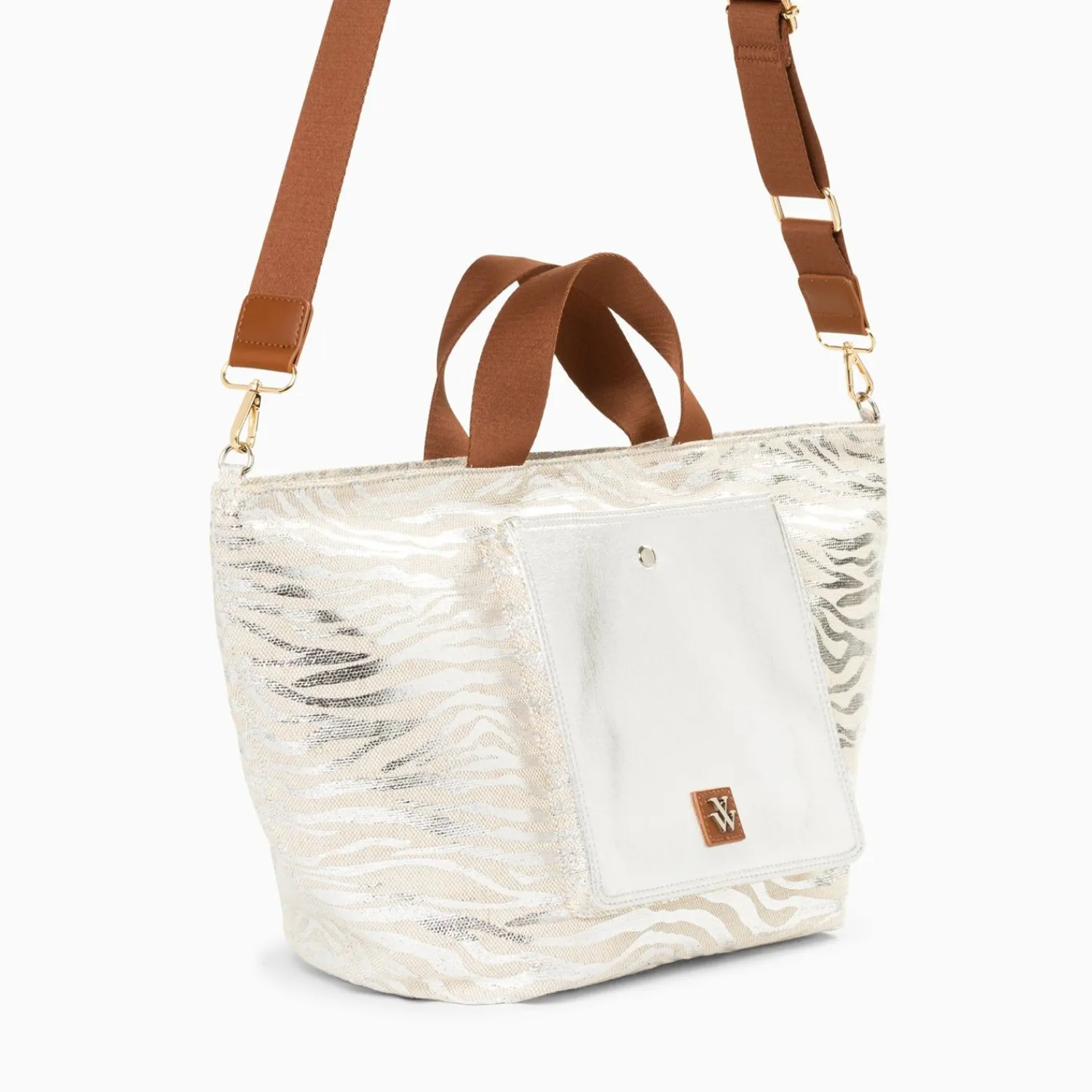 Vanessa Wu Sacs>Cabas Roxanna Argent Imprime Zebre A Pochette