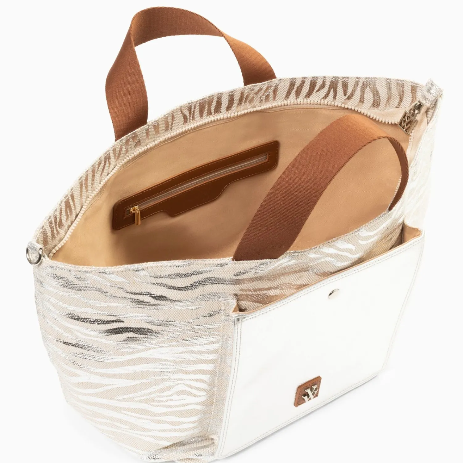Vanessa Wu Sacs>Cabas Roxanna Argent Imprime Zebre A Pochette