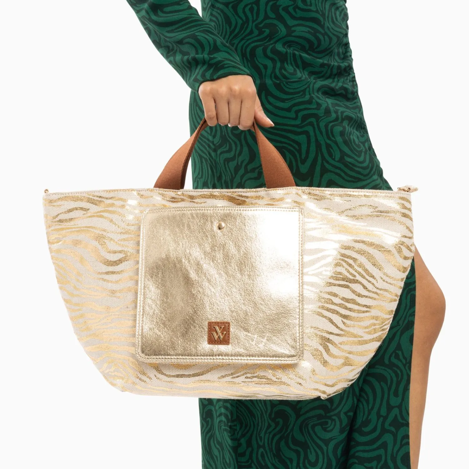 Vanessa Wu Sacs>Cabas Roxanna Or Imprime Zebre A Pochette