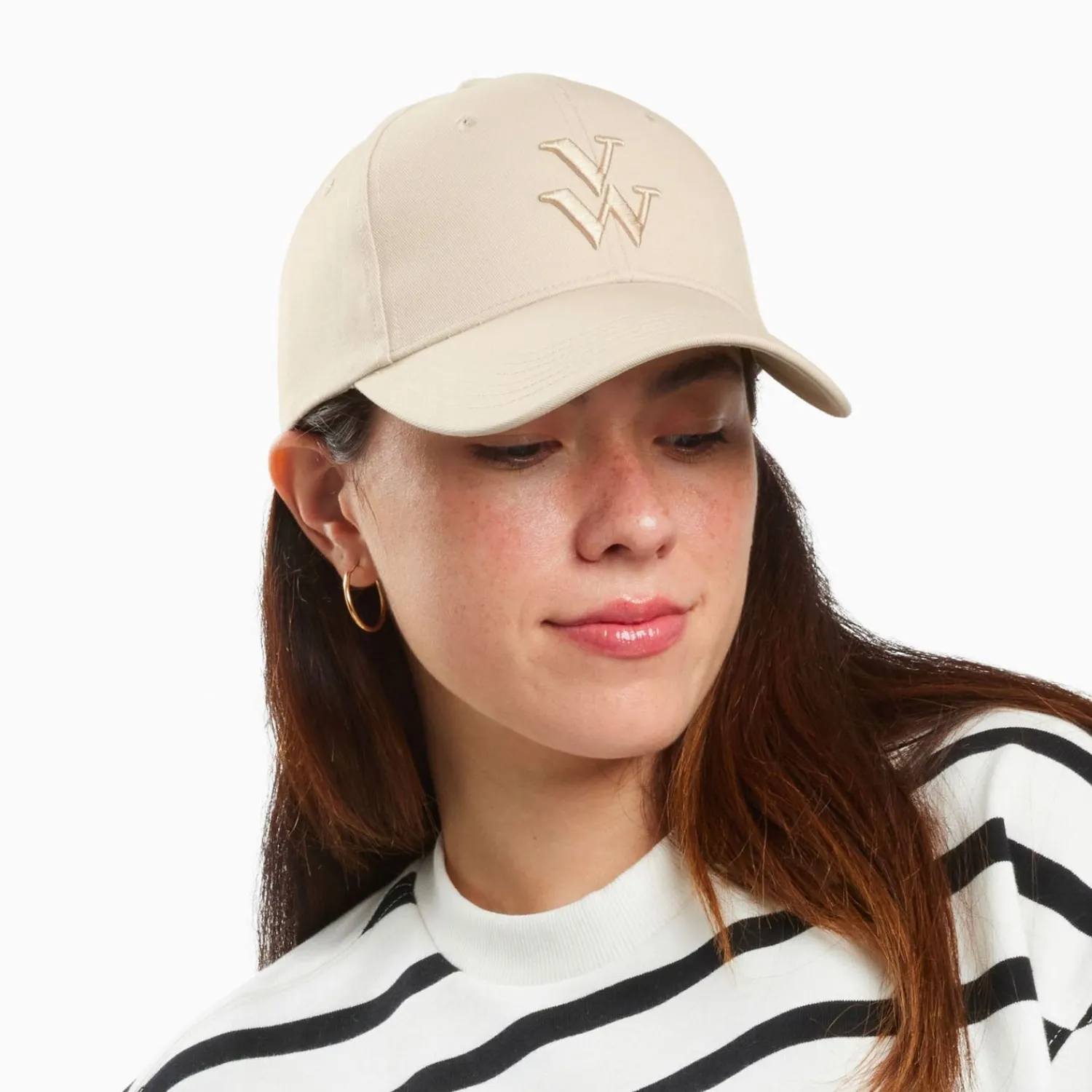 Vanessa Wu Chapeaux>Casquette Clem Beige A Monogramme Brode