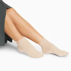 Vanessa Wu Chaussettes>Chaussettes Courtes Amy Beiges Cotelees