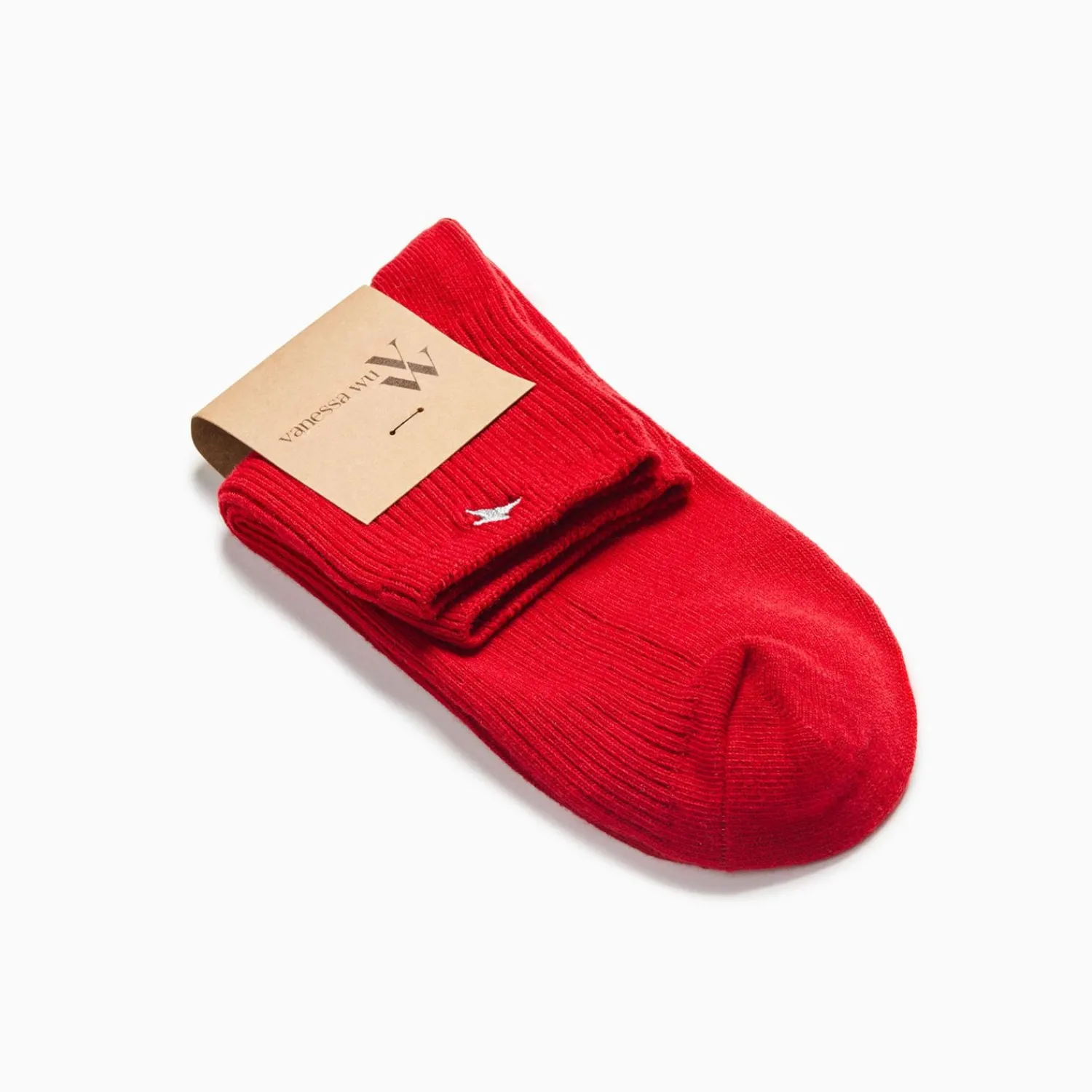 Vanessa Wu Chaussettes>Chaussettes Courtes Amy Rouges Cotelees
