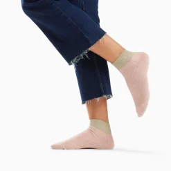 Vanessa Wu Chaussettes>Chaussettes Courtes Lia Rose Et Kaki Cotelees