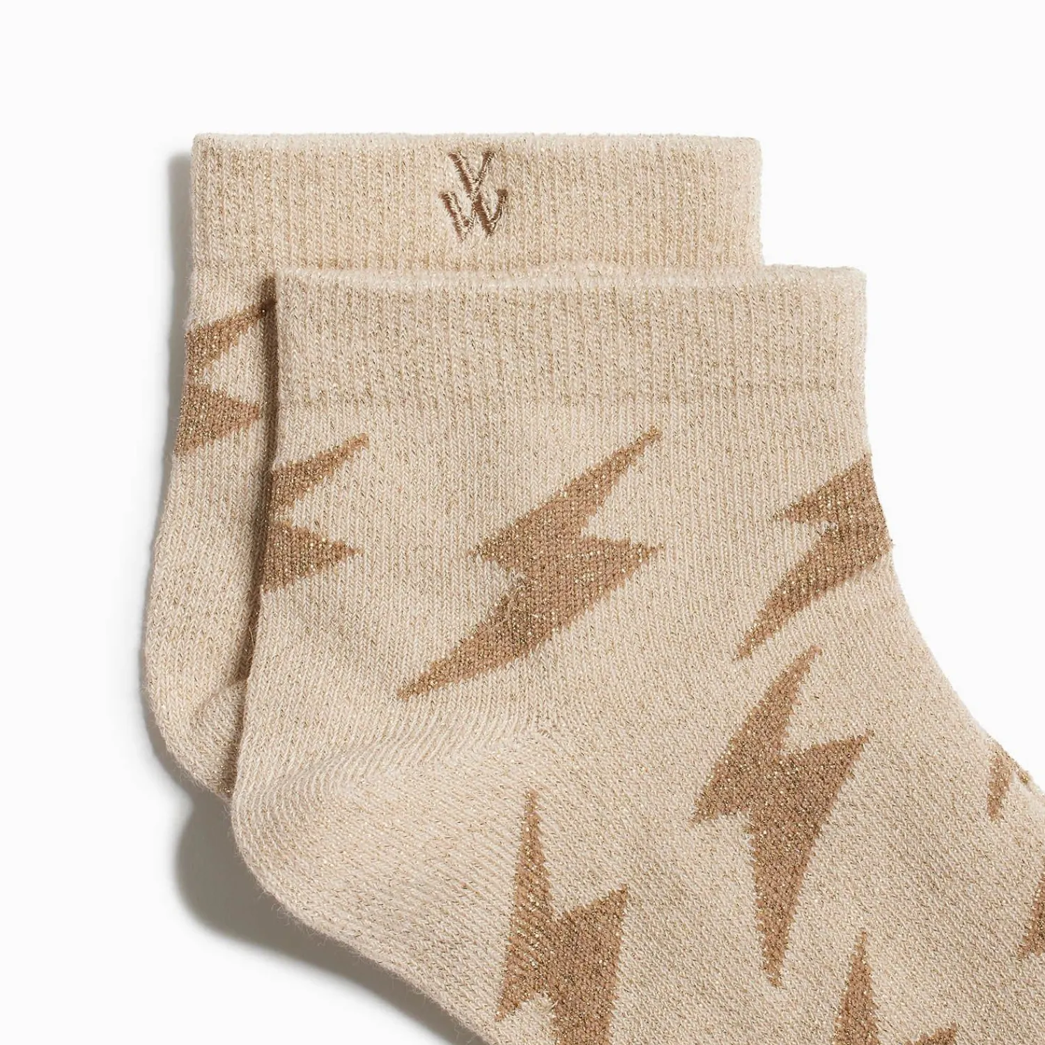 Vanessa Wu Chaussettes>Chaussettes Courtes Rachel Beiges A Eclairs Camel