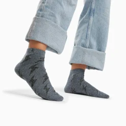 Vanessa Wu Chaussettes>Chaussettes Courtes Rachel Grises A Eclairs Noirs