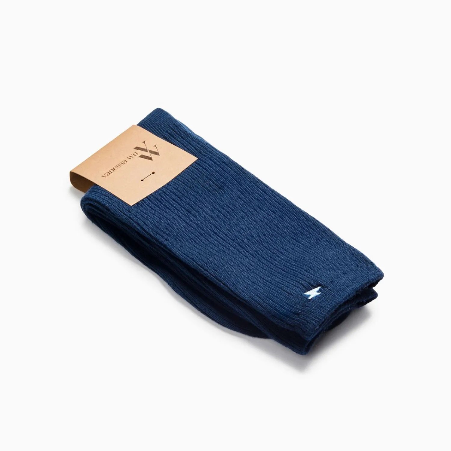 Vanessa Wu Chaussettes>Chaussettes Ella Bleu Marine Cotelees