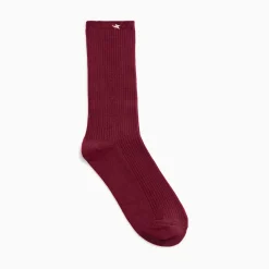 Vanessa Wu Chaussettes>Chaussettes Ella Bordeaux Cotelees