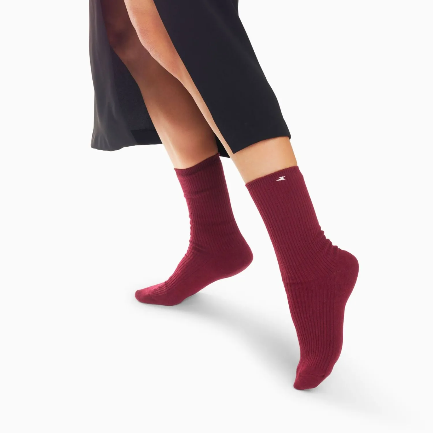 Vanessa Wu Chaussettes>Chaussettes Ella Bordeaux Cotelees