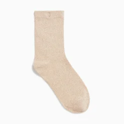 Vanessa Wu Chaussettes>Chaussettes Quinn Beige Et Or Paillete