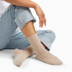 Vanessa Wu Chaussettes>Chaussettes Tara Beige Et Leopard Or