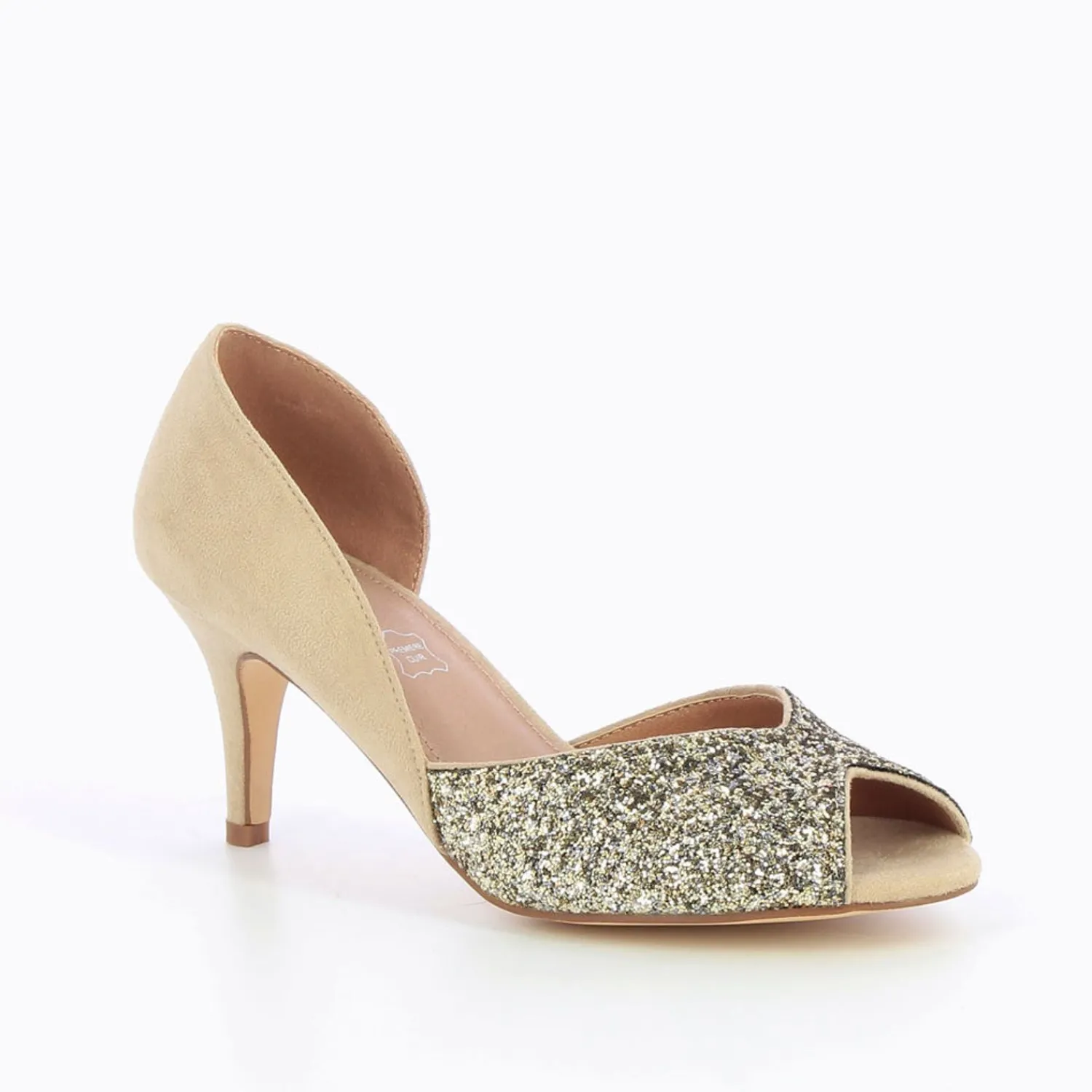 Vanessa Wu Escarpins>Escarpins Peep-Toe Diane Beige Et Champagne