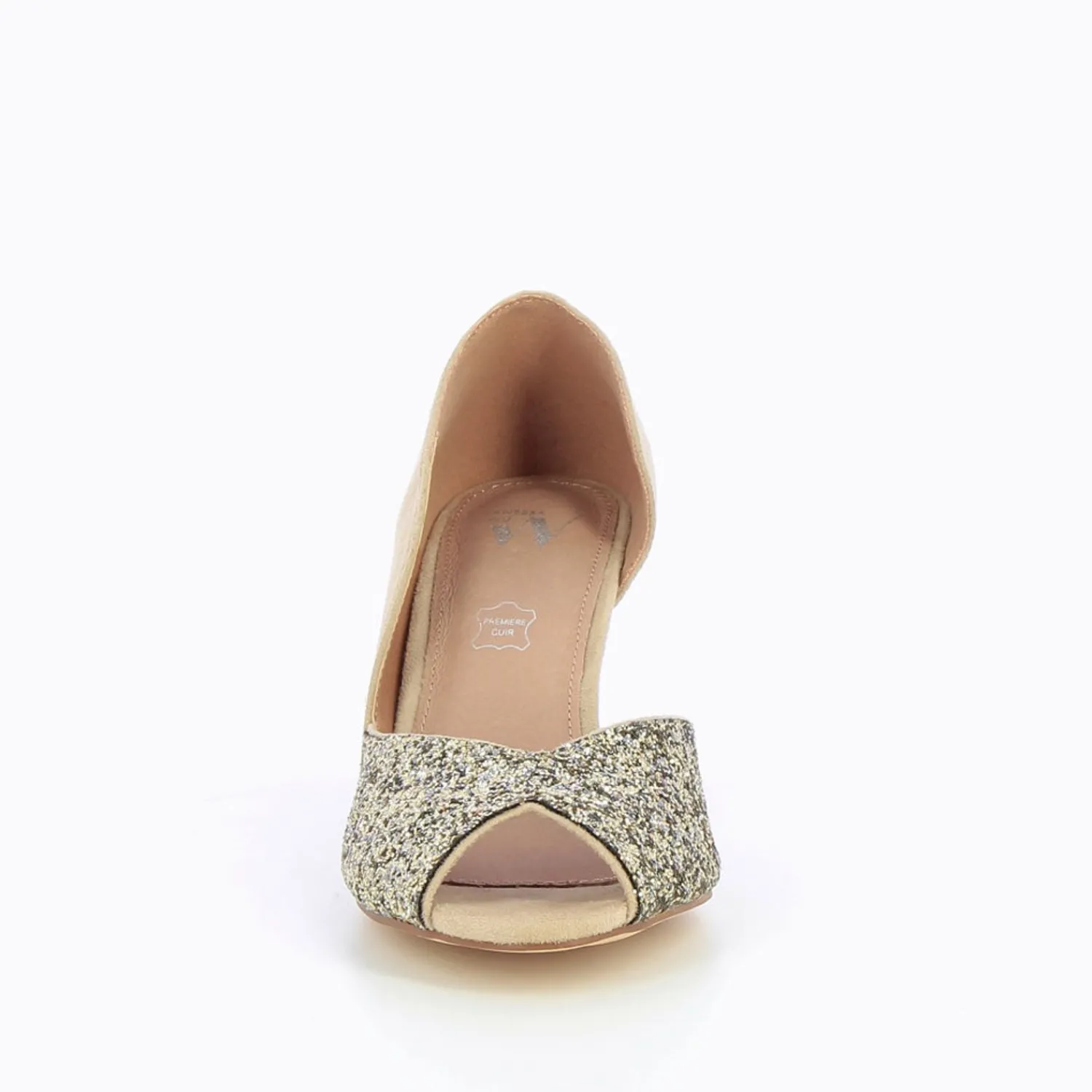 Vanessa Wu Escarpins>Escarpins Peep-Toe Diane Beige Et Champagne