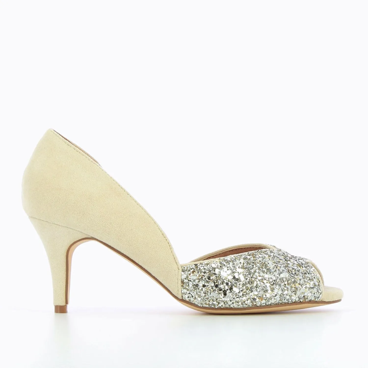 Vanessa Wu Escarpins>Escarpins Peep-Toe Diane Creme Et Argent