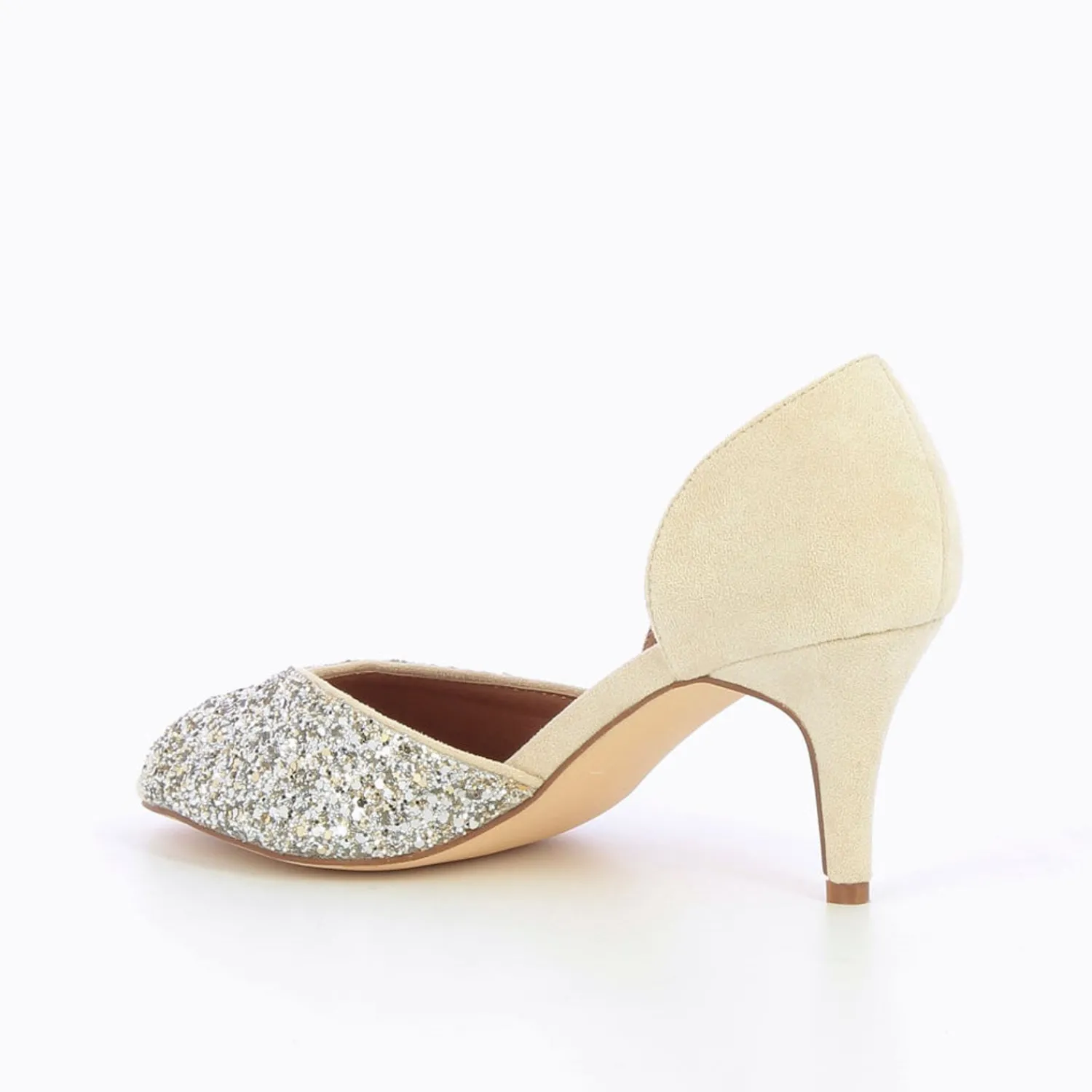 Vanessa Wu Escarpins>Escarpins Peep-Toe Diane Creme Et Argent