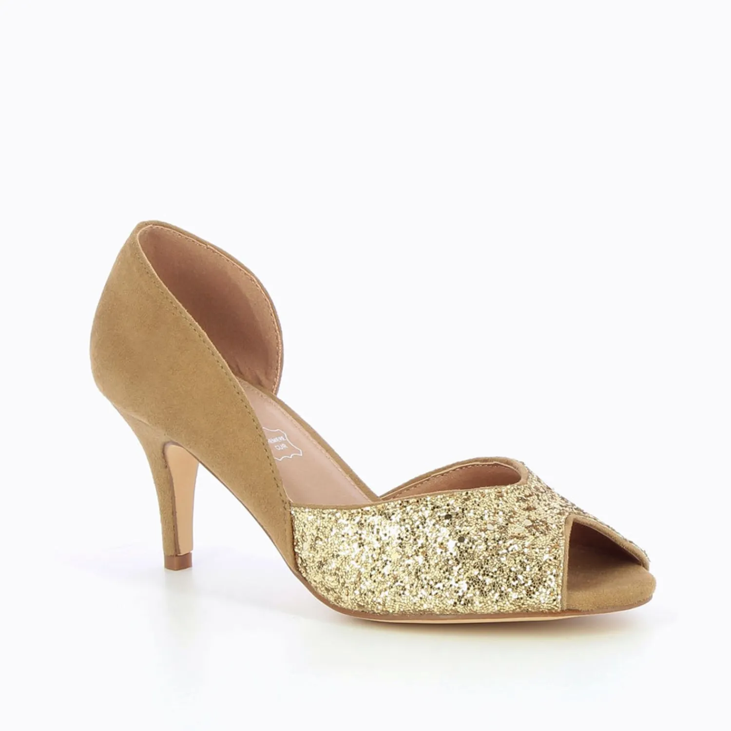 Vanessa Wu Escarpins>Escarpins Peep-Toe Diane Camel Et Or