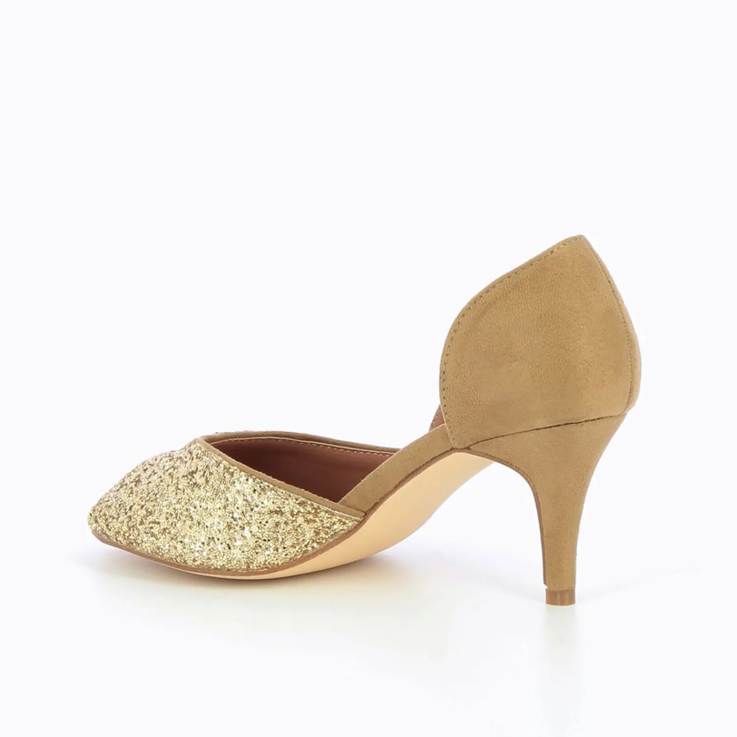 Vanessa Wu Escarpins>Escarpins Peep-Toe Diane Camel Et Or