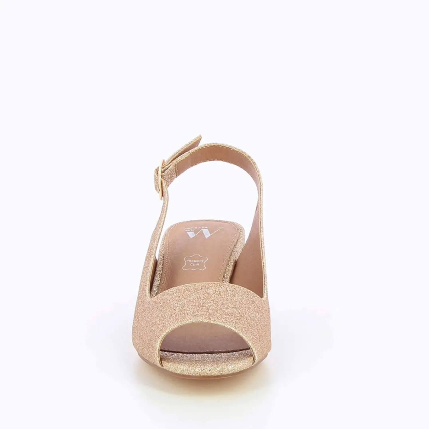 Vanessa Wu Escarpins>Escarpins Peep-Toe Maureen A Paillettes Or