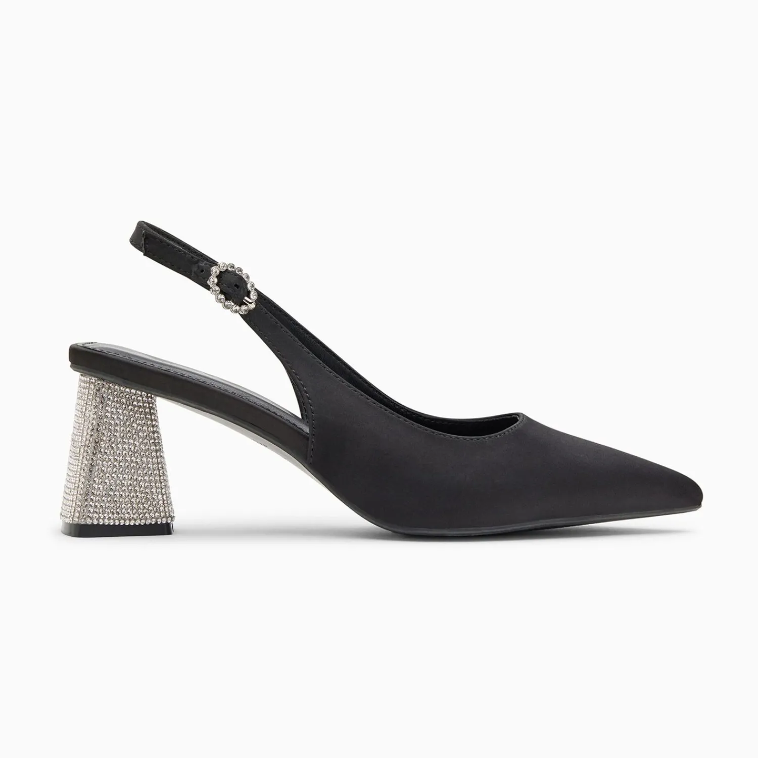 Vanessa Wu Escarpins>Escarpins Slingback Paris Noirs A Bout Pointu Et Talon Strass