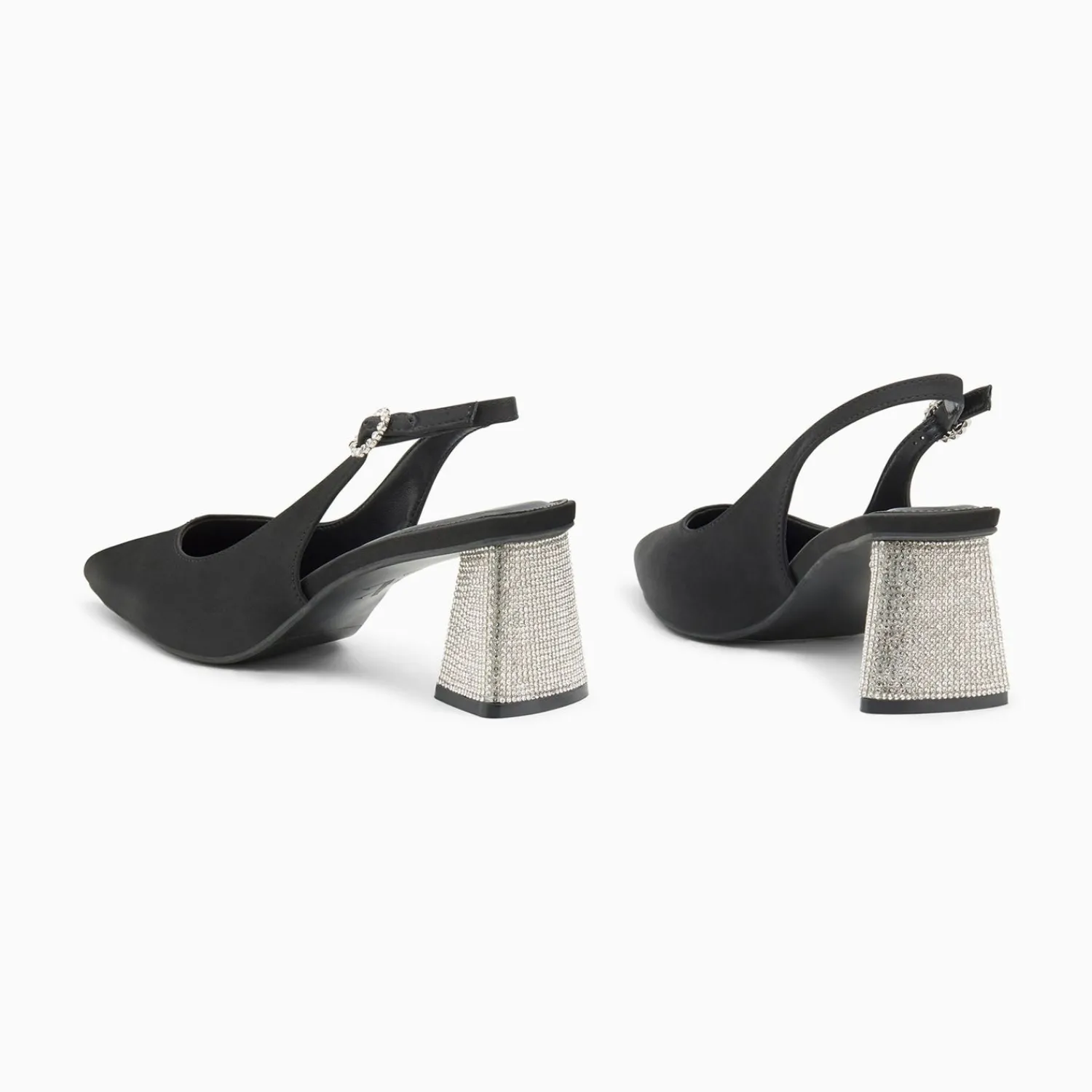 Vanessa Wu Escarpins>Escarpins Slingback Paris Noirs A Bout Pointu Et Talon Strass