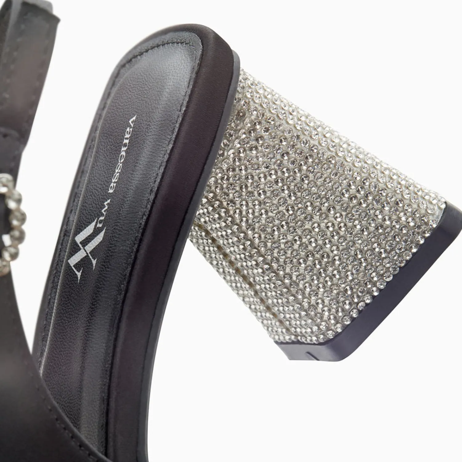 Vanessa Wu Escarpins>Escarpins Slingback Paris Noirs A Bout Pointu Et Talon Strass