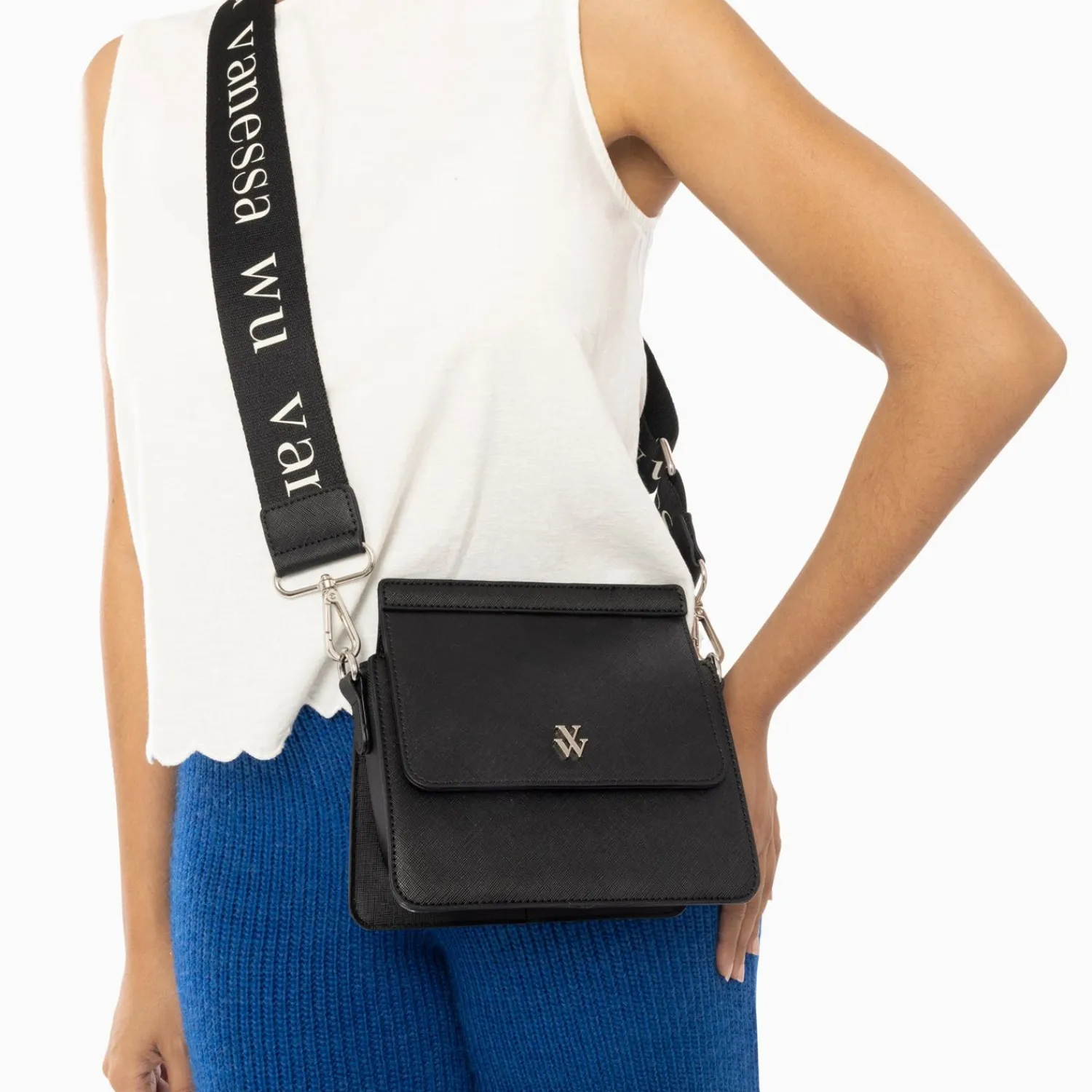 Vanessa Wu Sacs>Mini Sac Trapeze Aurelie Noir A Bandouliere