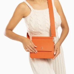 Vanessa Wu Sacs>Mini Sac Trapeze Aurelie Orange A Bandouliere