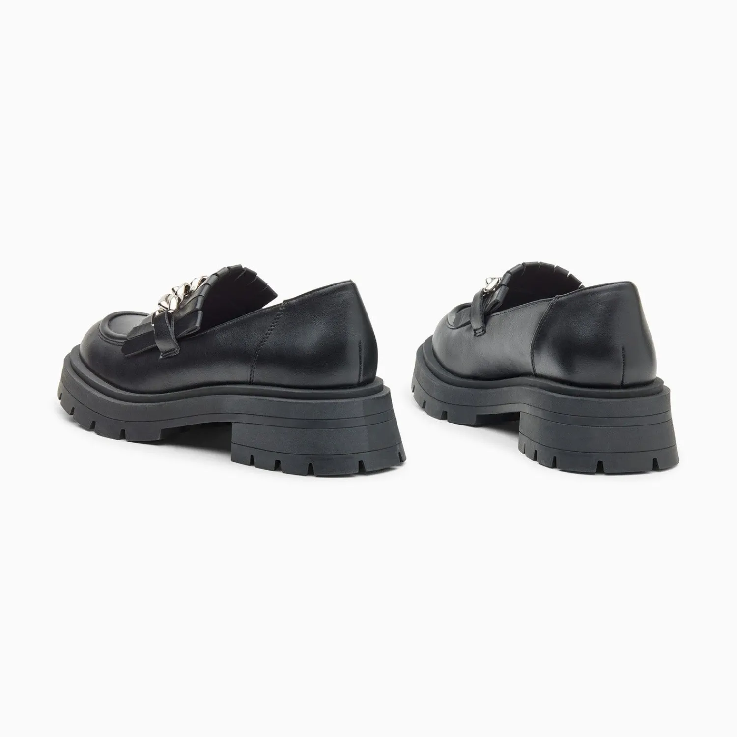 Vanessa Wu Mocassins, Derbies, Ballerines>Mocassins Angele Noirs A Chaine Argent Et Semelle Crantee