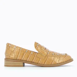 Vanessa Wu Mocassins, Derbies, Ballerines>Mocassins Nadege Camel Effet Croco A Clous