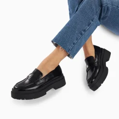 Vanessa Wu Mocassins, Derbies, Ballerines>Mocassins Rosalie Noirs A Plateforme Crantee