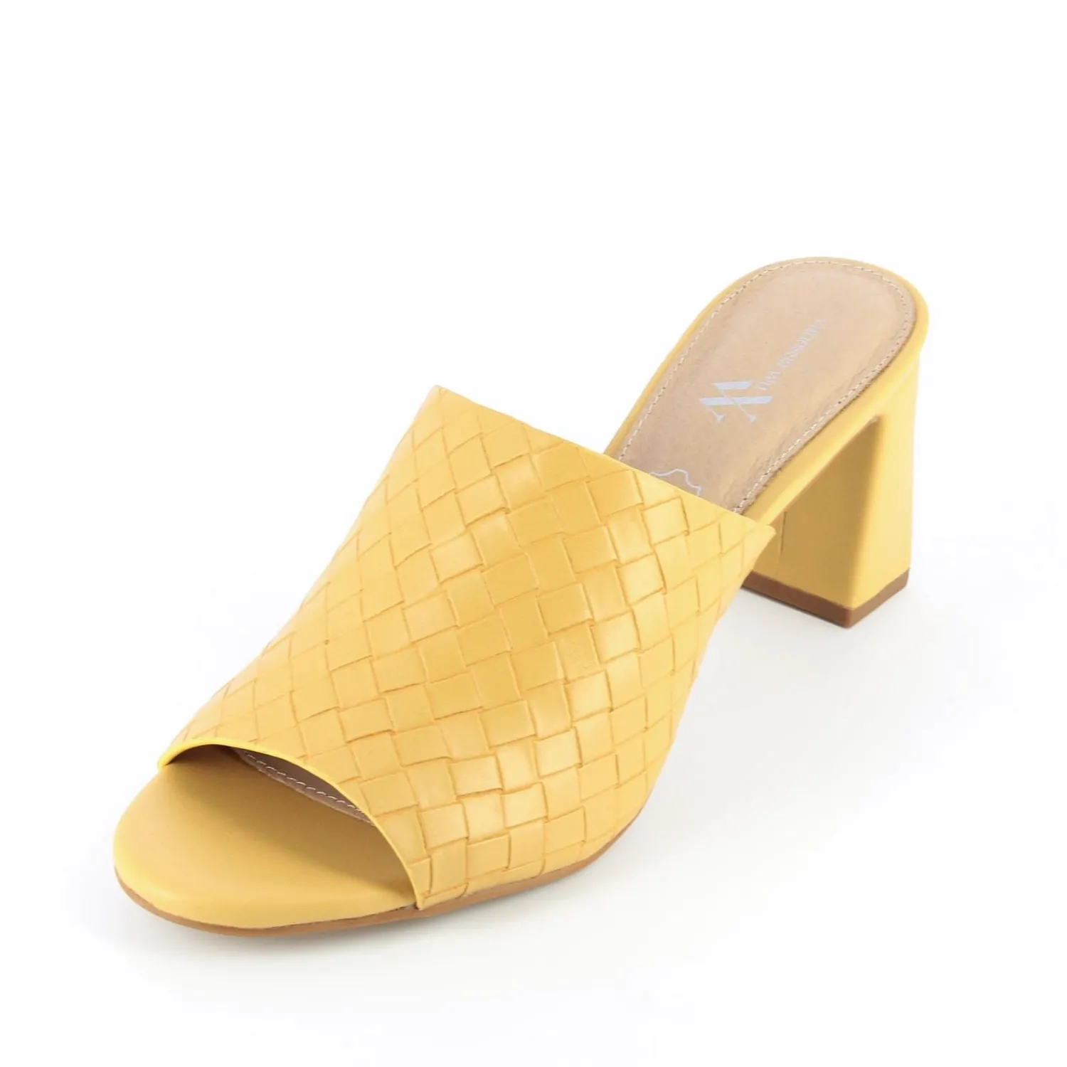 Vanessa Wu Sandales À Talon, Compensées>Mules A Talon Melaurie Jaunes Effet Tresse